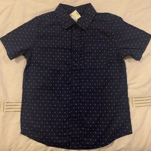4T New boys button down shirt. Color: Navy blue.